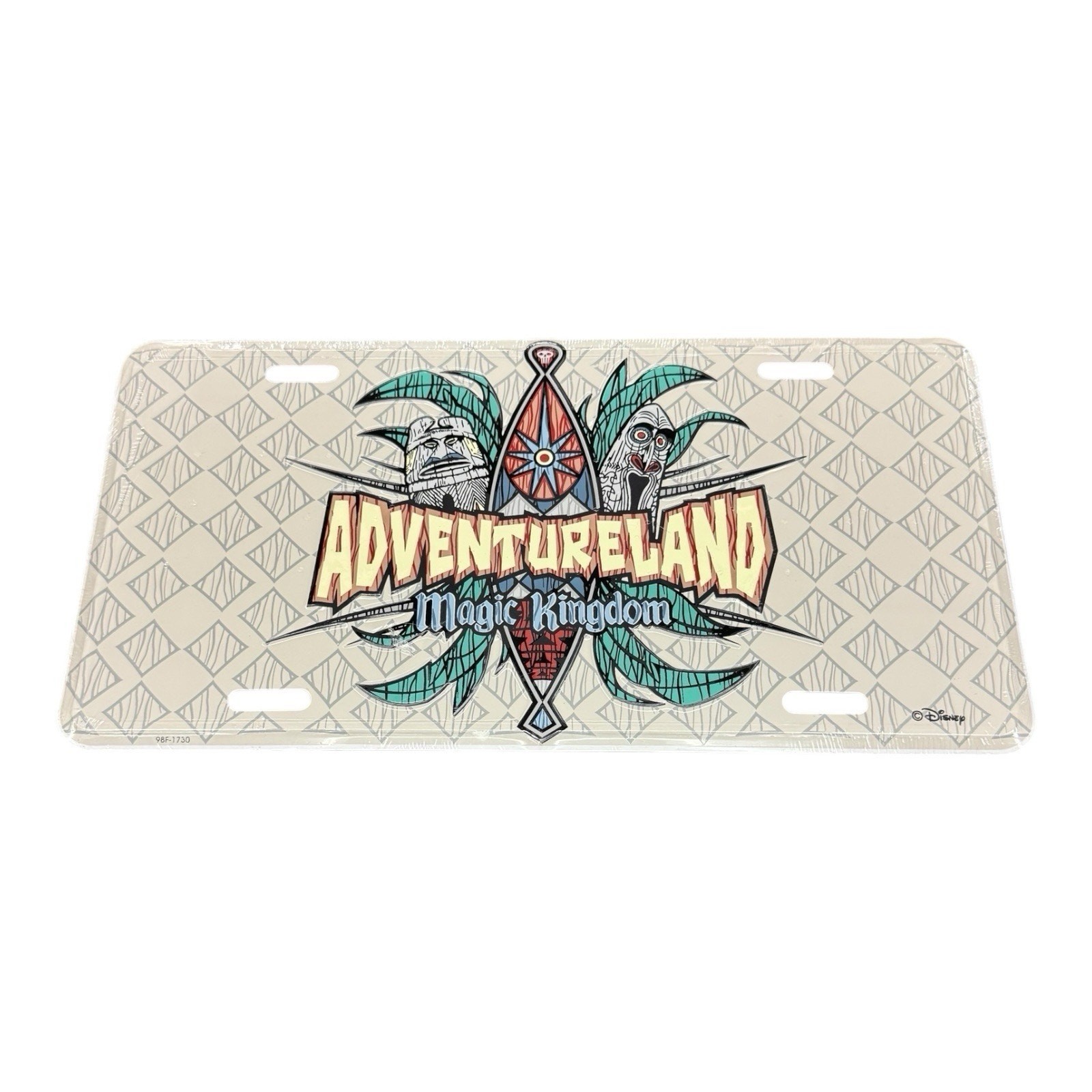 Walt Disney World Adventureland Magic Kingdom Tiki 1998 Metal License Plate
