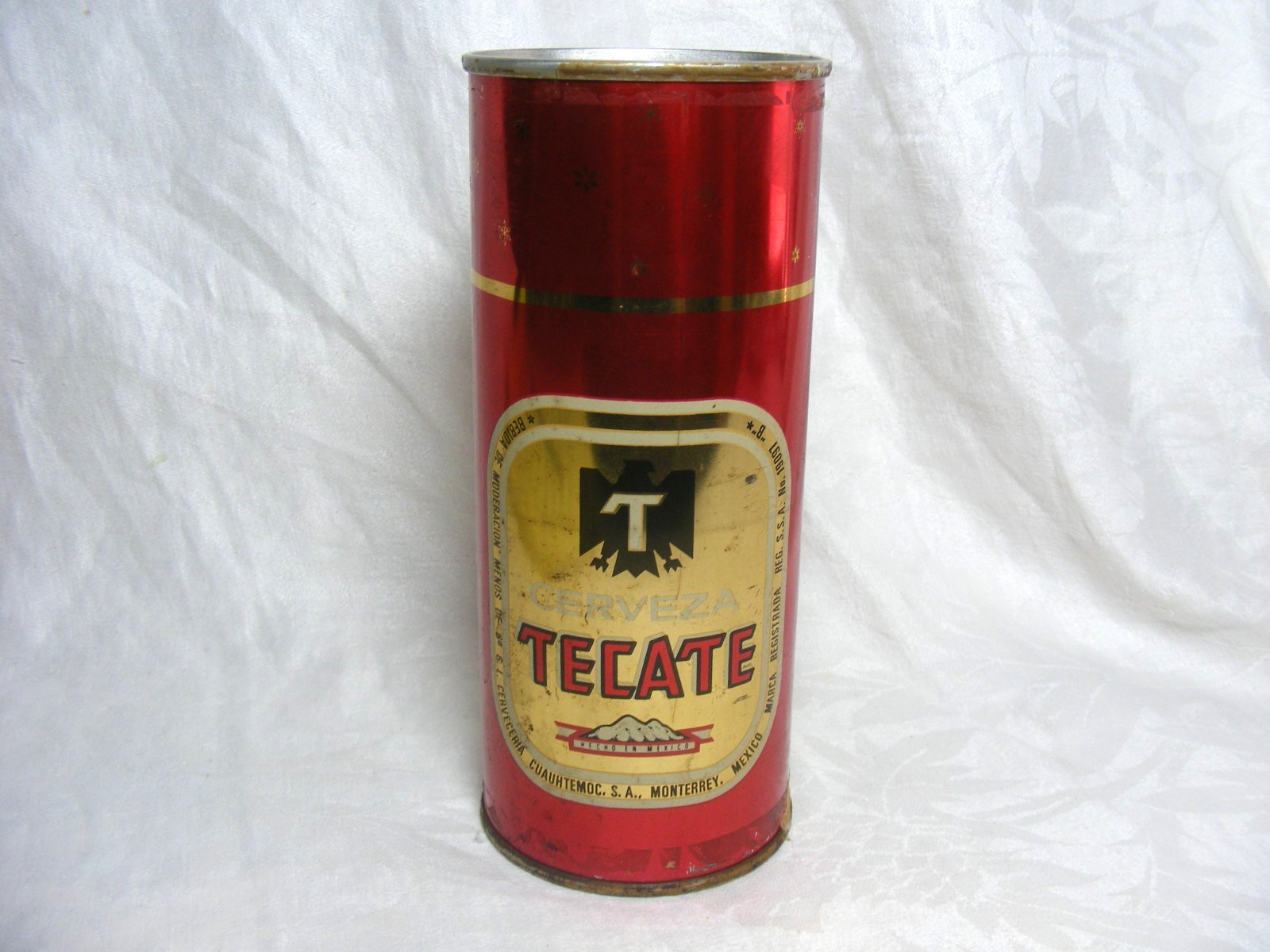 Vintage Steel Beer Can Cerveza Tecate Beer 16oz Missing Tab