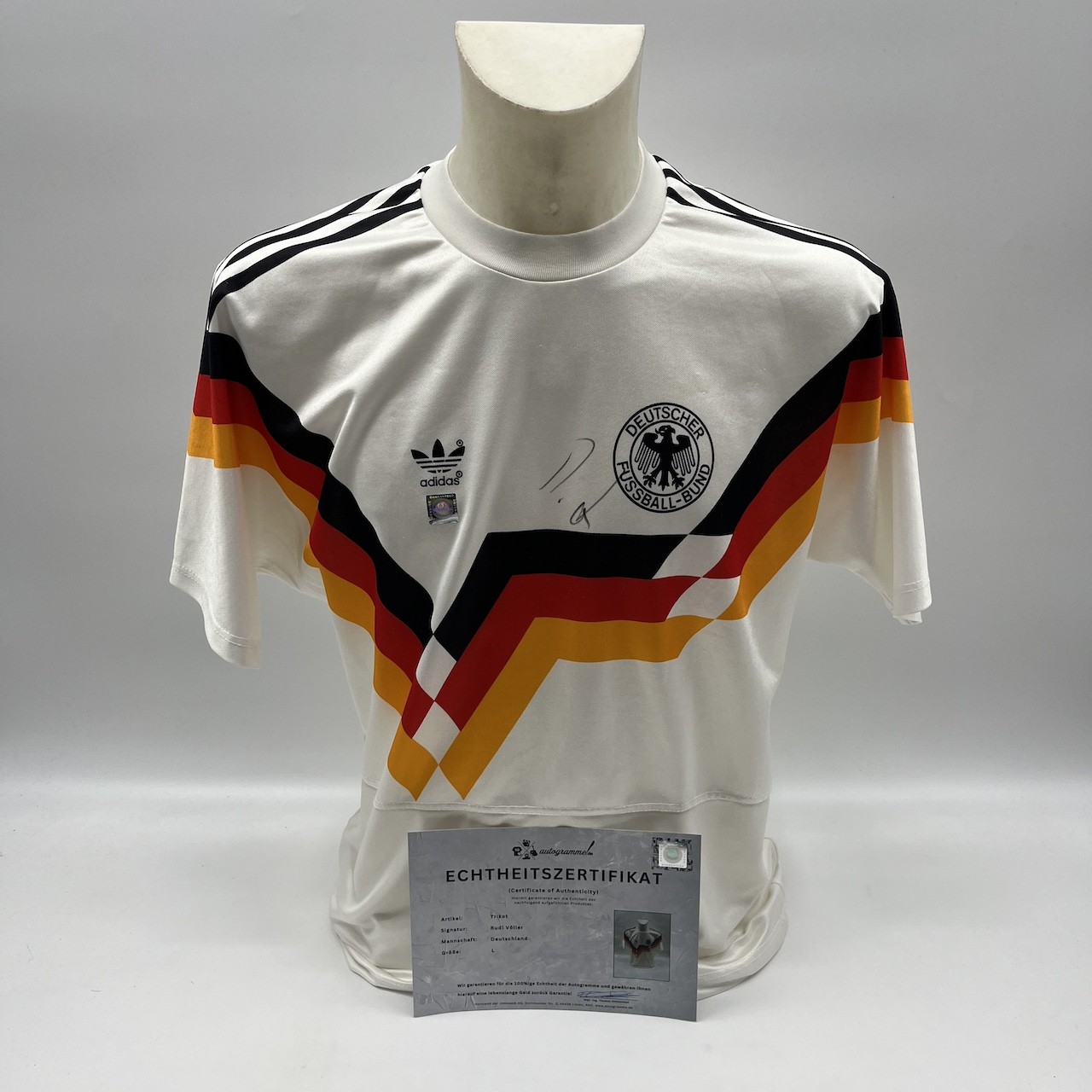 DFB Jersey Rudi Völler Signed Autographs Adidas COA L, White