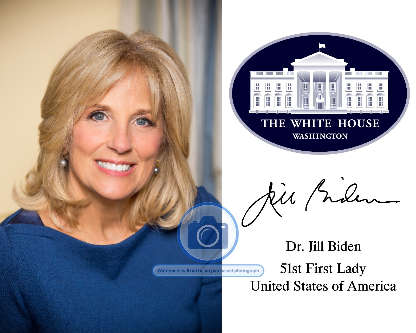 FIRST LADY DR. JILL BIDEN WHITE HOUSE SEAL AUTOGRAPHED 8X10 PHOTO