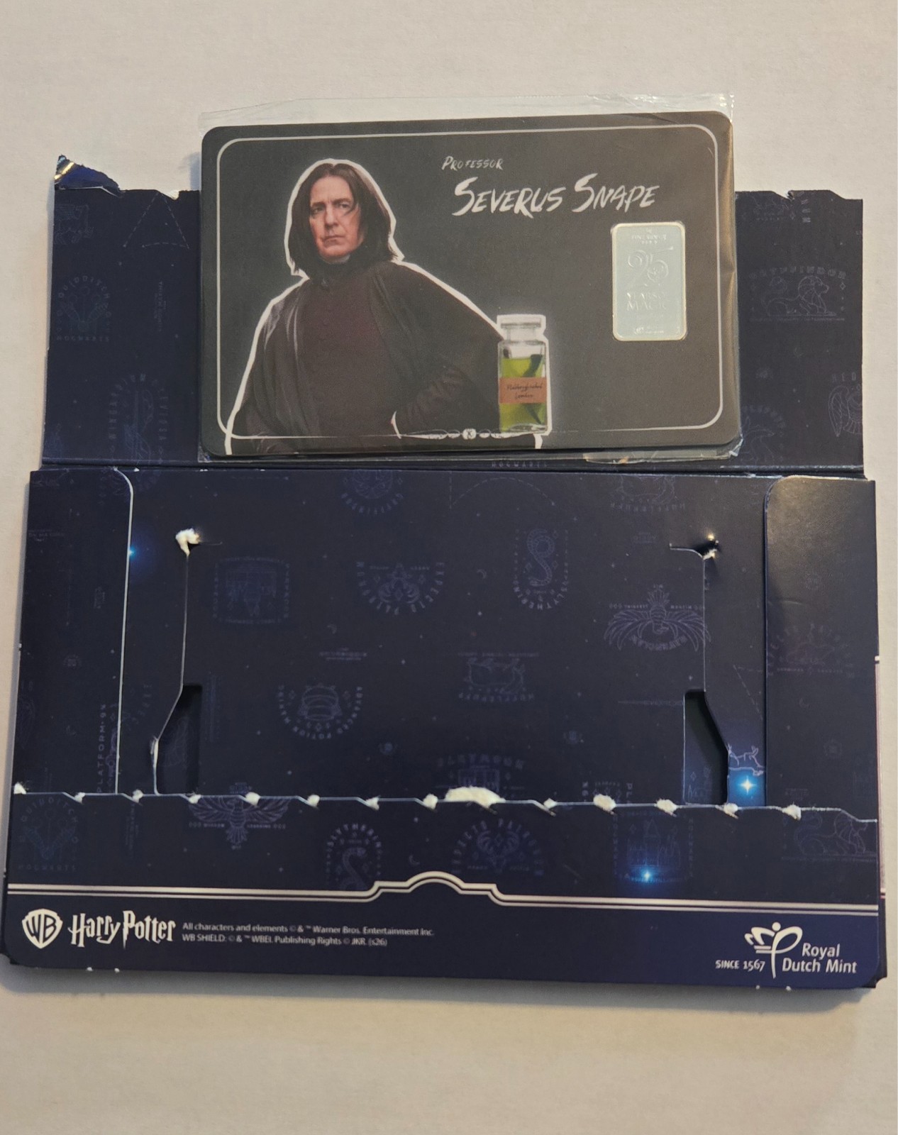 2026 Harry Potter 25 Years Of Magic Severus Snape 1G Silver Card + Envelope 