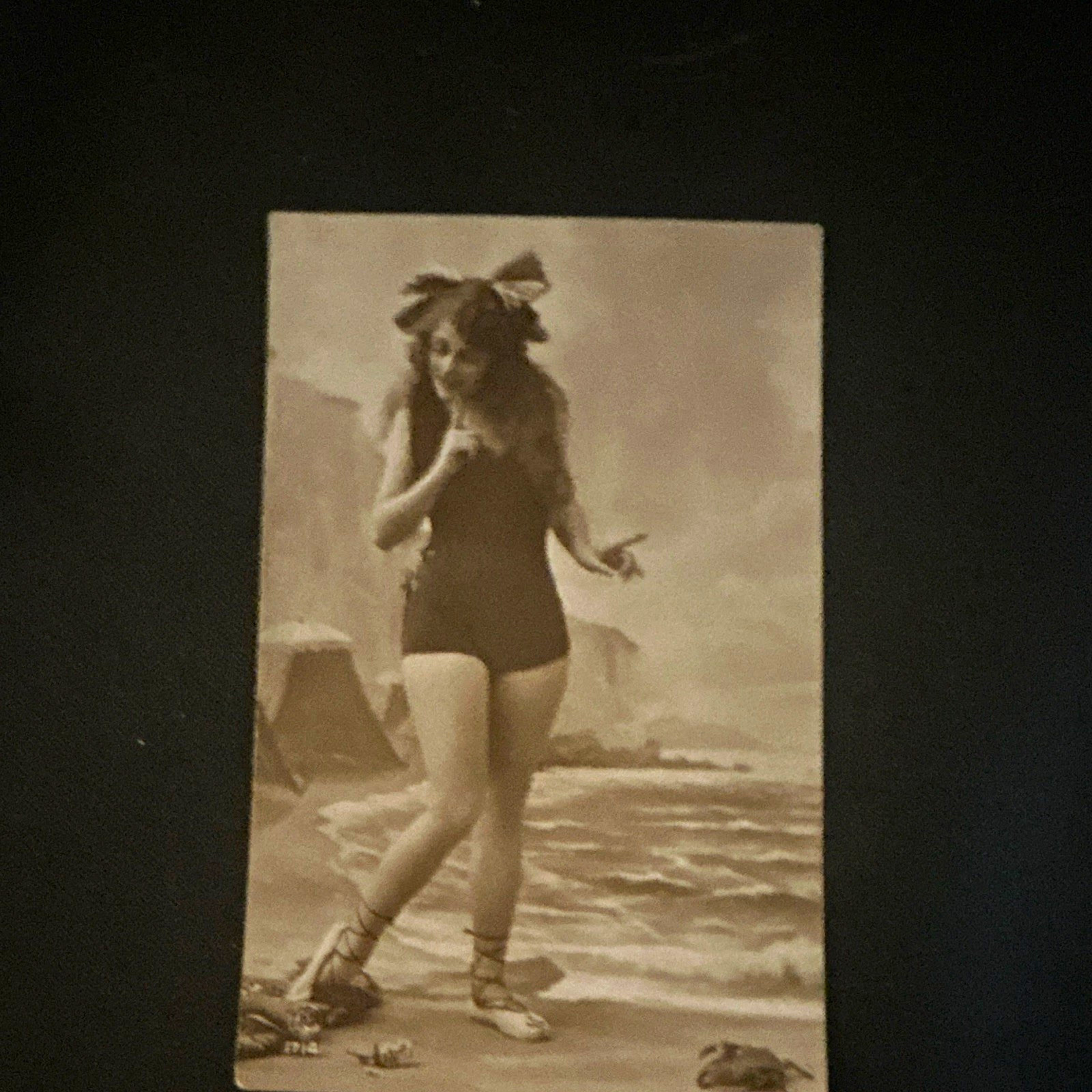 Rare 1920s French Bathing Beauty RPPC Risqué Swimsuit Crab P.C. Paris 1714