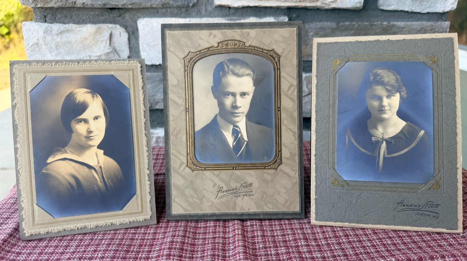 Antique 1920s Black & White Portraits Set 3 Haunting Beautiful Halloween Display