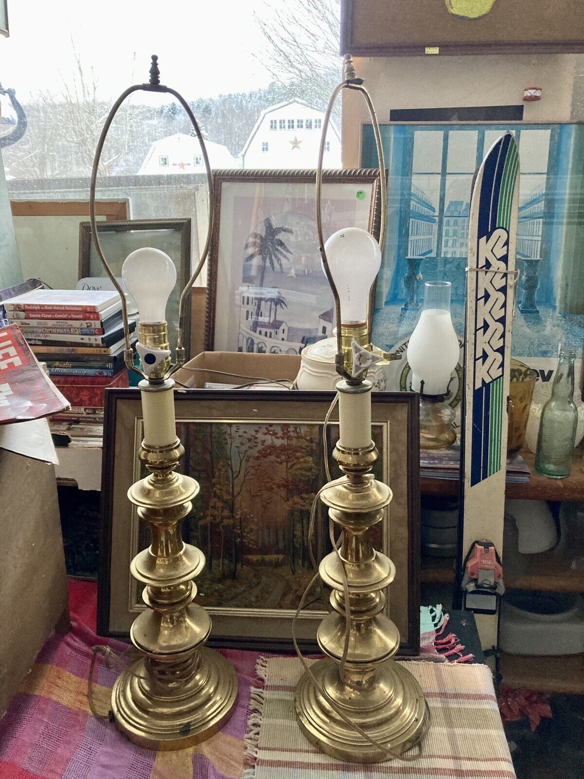 Vintage Pair Of Stiffel Brass MCM Lamps 