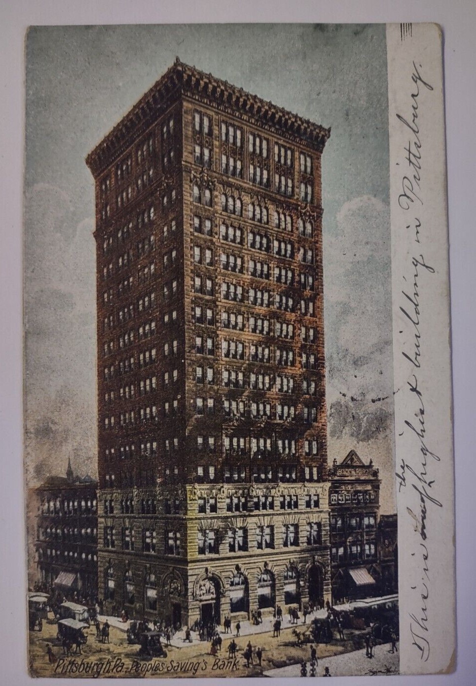 Vintage Pittsburg Pennsylvania People's Bank Postcard Divided Back 1907 Vintage Pittsburg Pennsylvania People's Bank Postcard Divided Back 1907