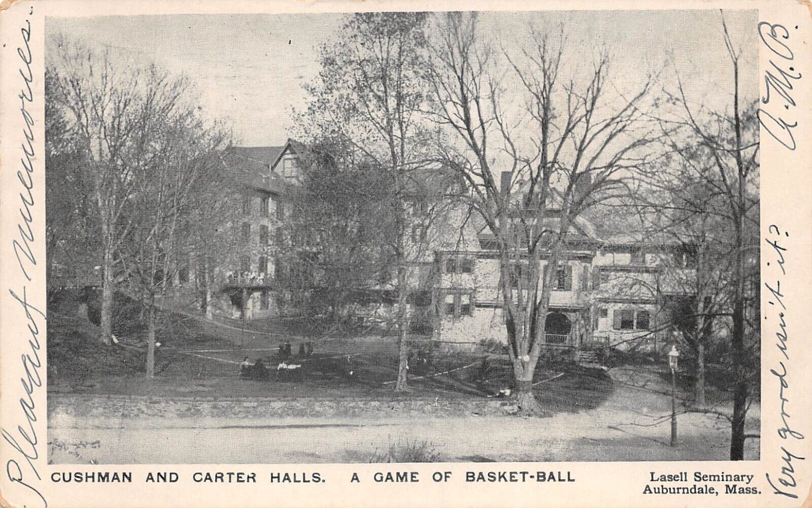 Lasell Seminary Auburndale MA A Game of Basketball (Women's) 1908 Postcard