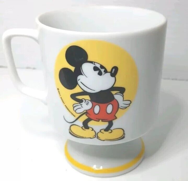 1970 Vintage Walt Disney Productions Mickey Mouse Footed Pedestal Coffee Mug Cup