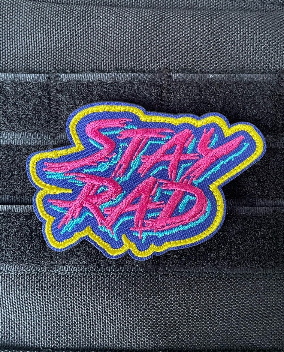 Stay Rad Retro 80s Arcade Vintage Radical Cool Tactical Hook Loop Morale Patch
