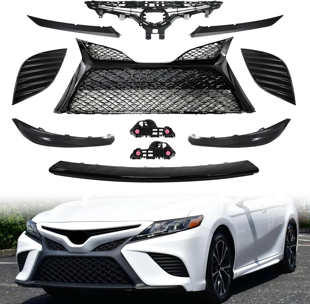 11Pcs Front Bumper Grille Kit Fit for 2018 2019 2020 Toyota Camry SE XSE
