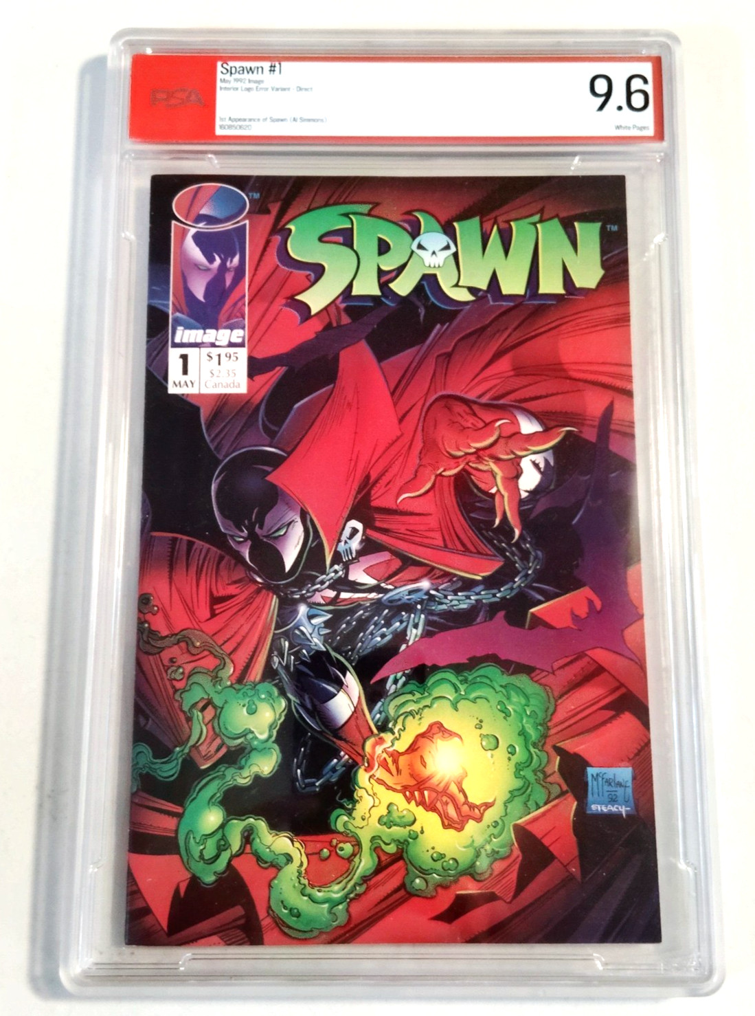 Spawn #1 1992 Image Comics PSA 9.6 1st App Spawn Al Simmons Logo Error Direct