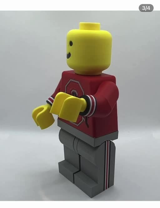 Ohio State Buckeyes Brick Man Figure 7.5 in 3D Printed USA Fan Art