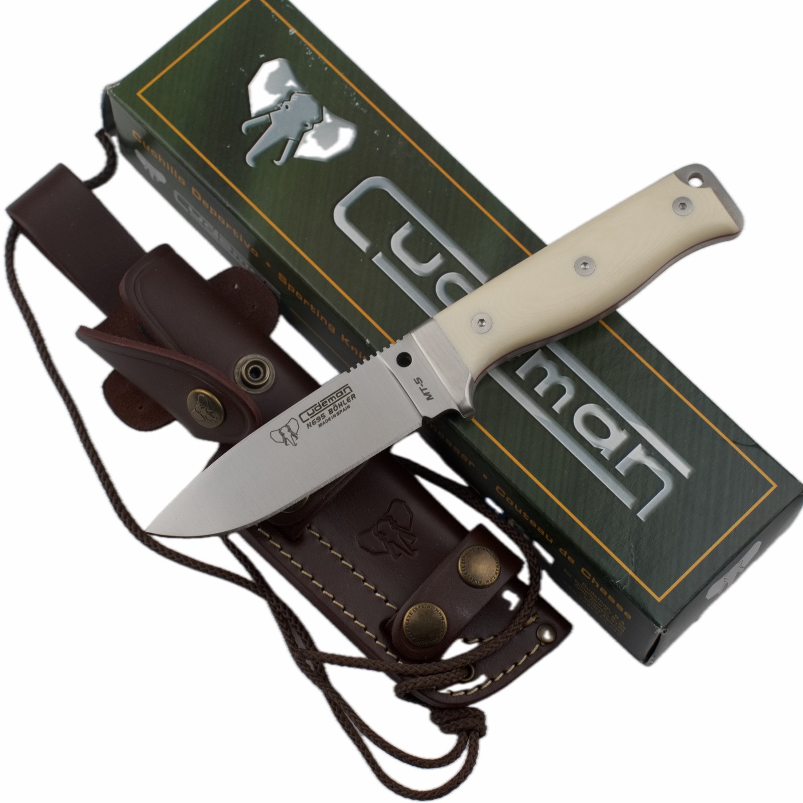 Cudeman MT5 Survival Fixed Blade Knife White Micarta Handle Bohler N695 Blade