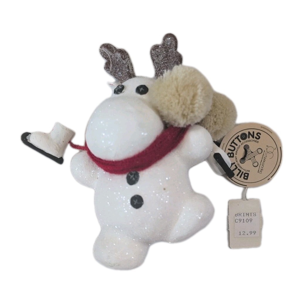 Department 56 Billy Buttons White Snow Moose With Scarf & Skates Christmas