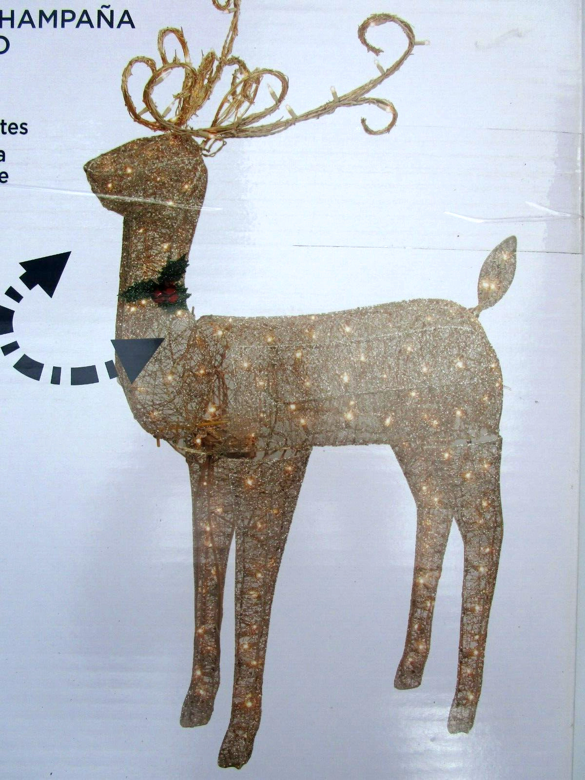 CELEBRATE IT BRIGHT TIDINGS ANIMATED GLITTERING 52in CHAMPAGNE STANDING BUCK