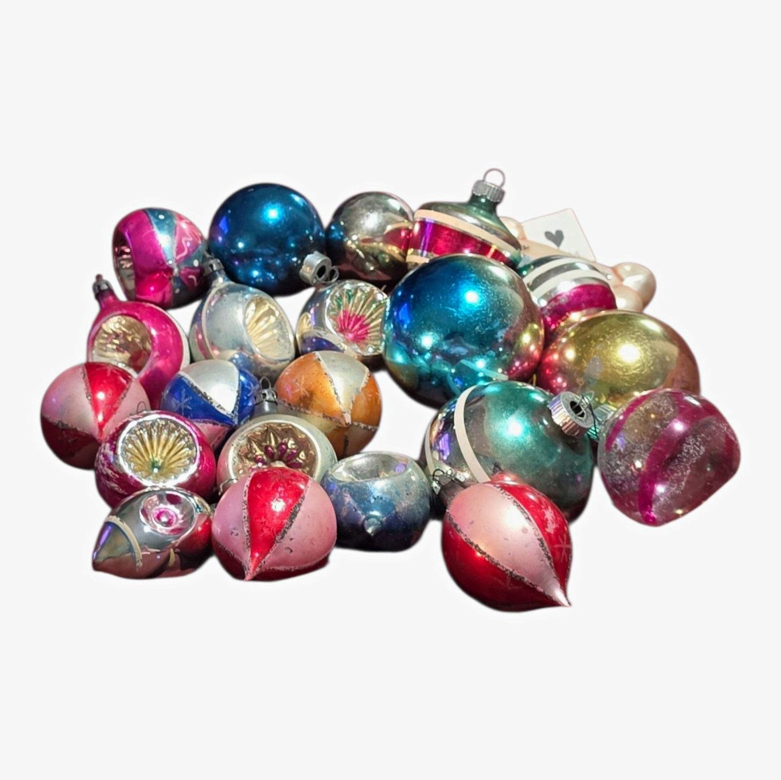 Vintage Mercury Glass Christmas Ornaments Lot 22 Reflector Shiny Brite Poland