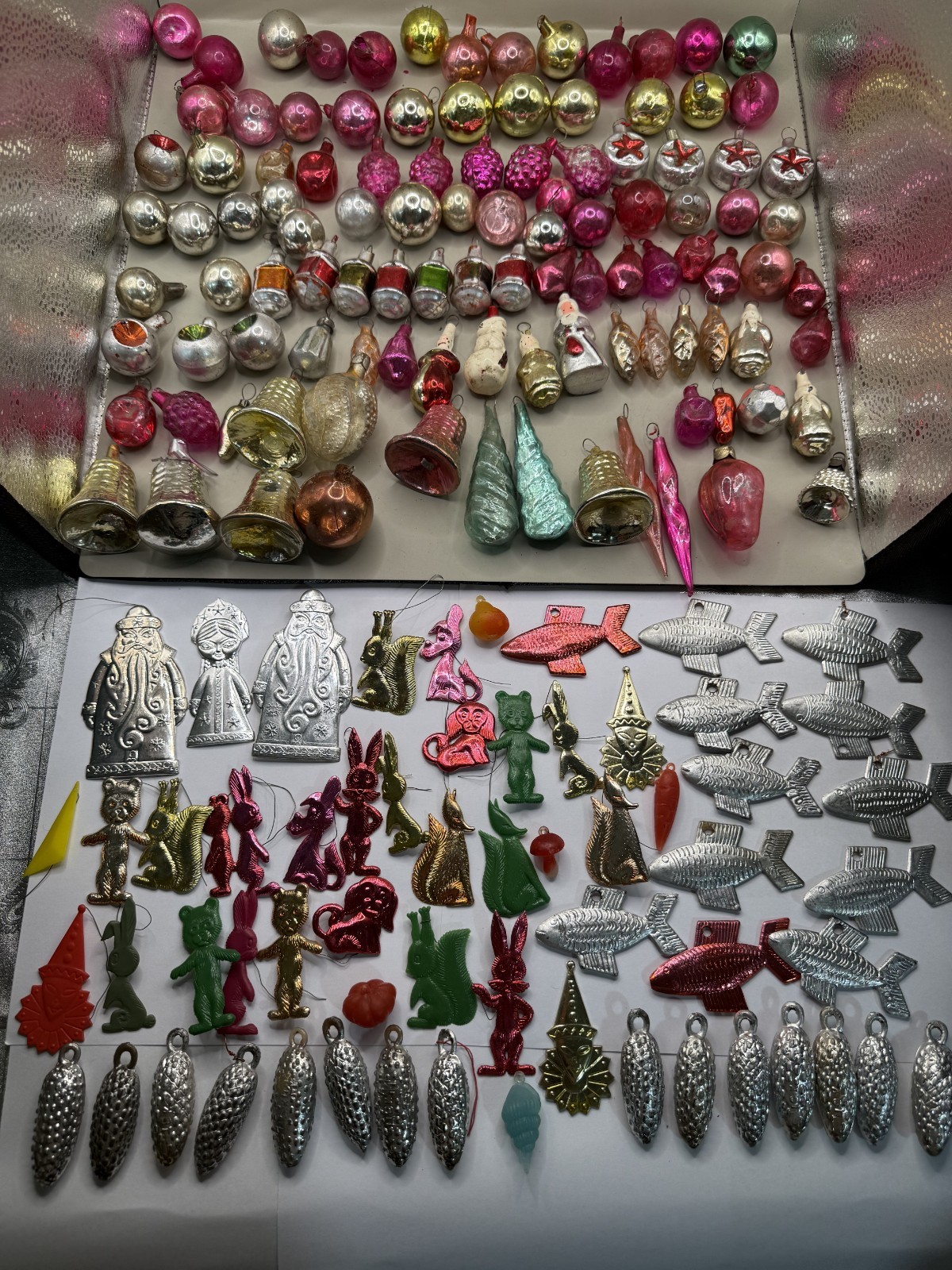 Lot 25 — Vintage Soviet Mini Christmas Tree Ornaments Mixed Lot 168 pcs Lot 25 — Vintage Soviet Mini Christmas Tree Ornaments Mixed Lot 168 pcs