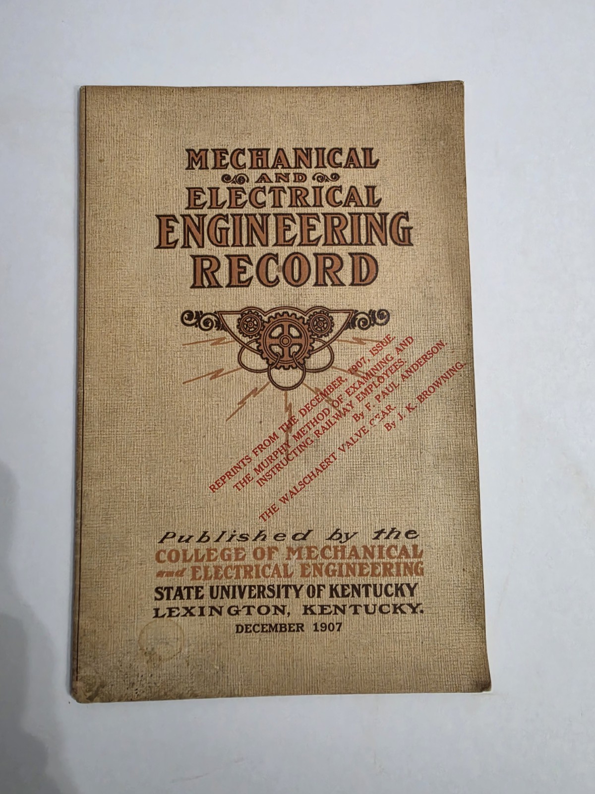 1907 Kentucky Mechanical And Electrical Engineering Record Railroad Locomotive