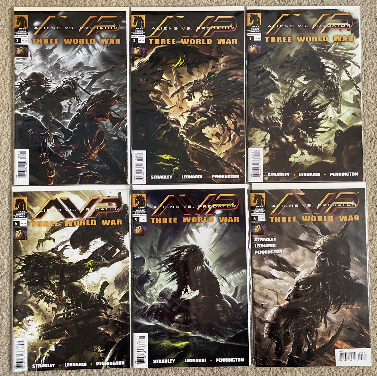 Aliens vs Predator Three World War #1-6 Complete Set 2009 Dark Horse Comics Lot