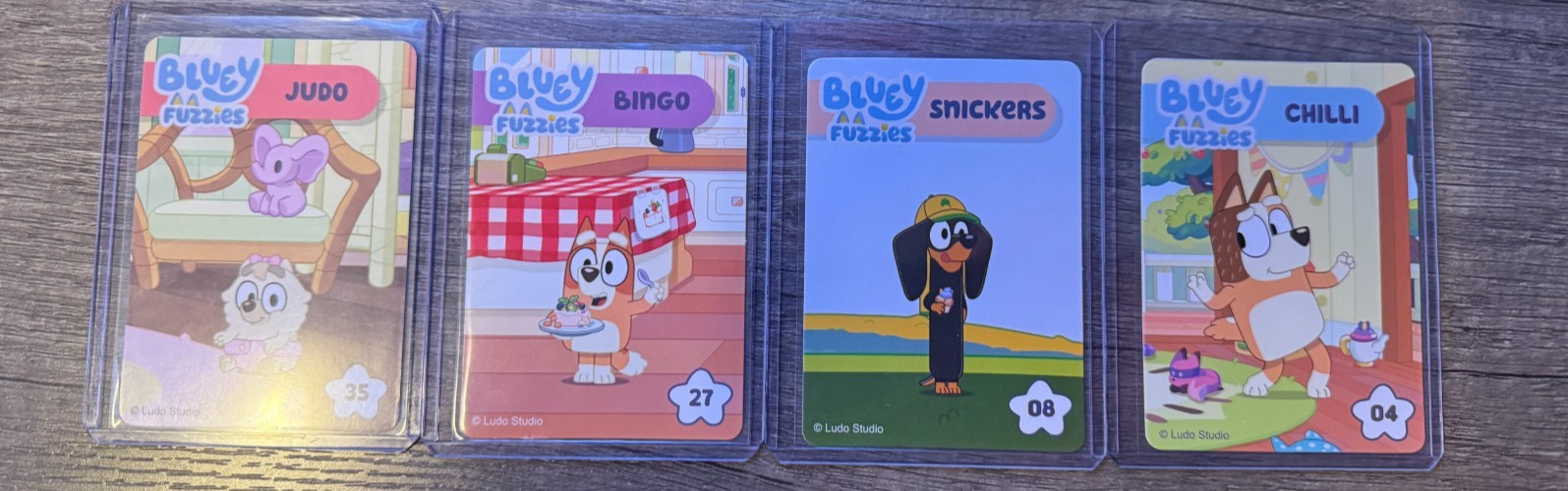 2026 BLUEY FUZZIES SHOW SCENE COLLECTOR 4 CARDS LOT (#04, #08, #27, #35)
