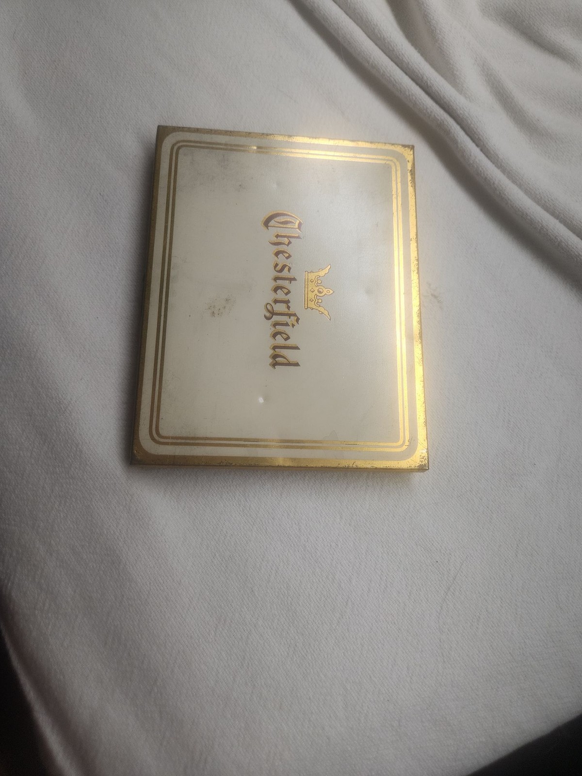 Vintage Chesterfield Cigarettes Gold-Tone Metal Flat Tin Liggett & Myers