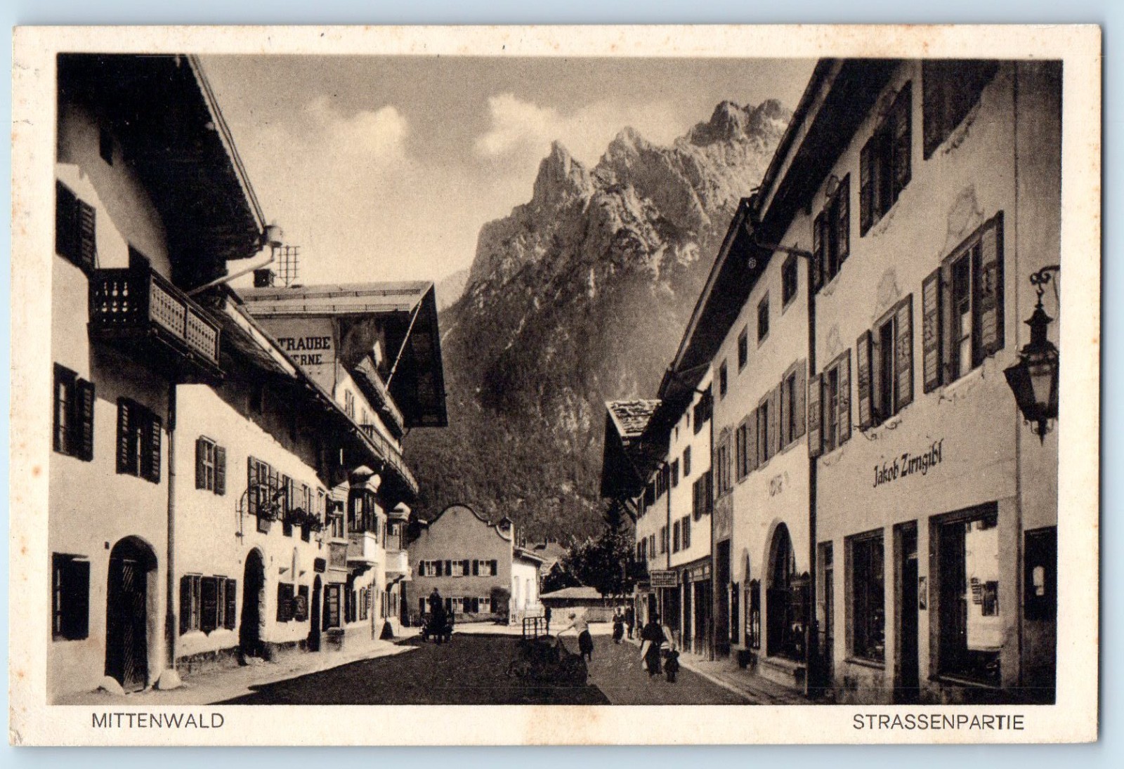 Bavaria Germany Postcard Mittenwald Street Section c1940's Vintage Posted