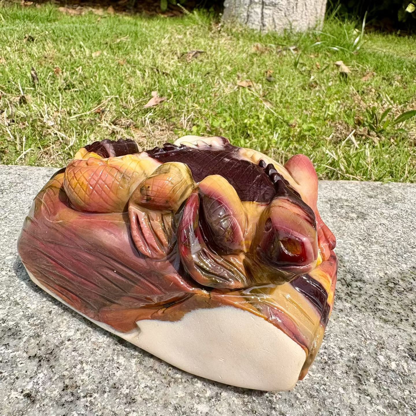 3.14LB Top Natural Mookaite Quartz hand Carved crystal lizard skull reiki Decor