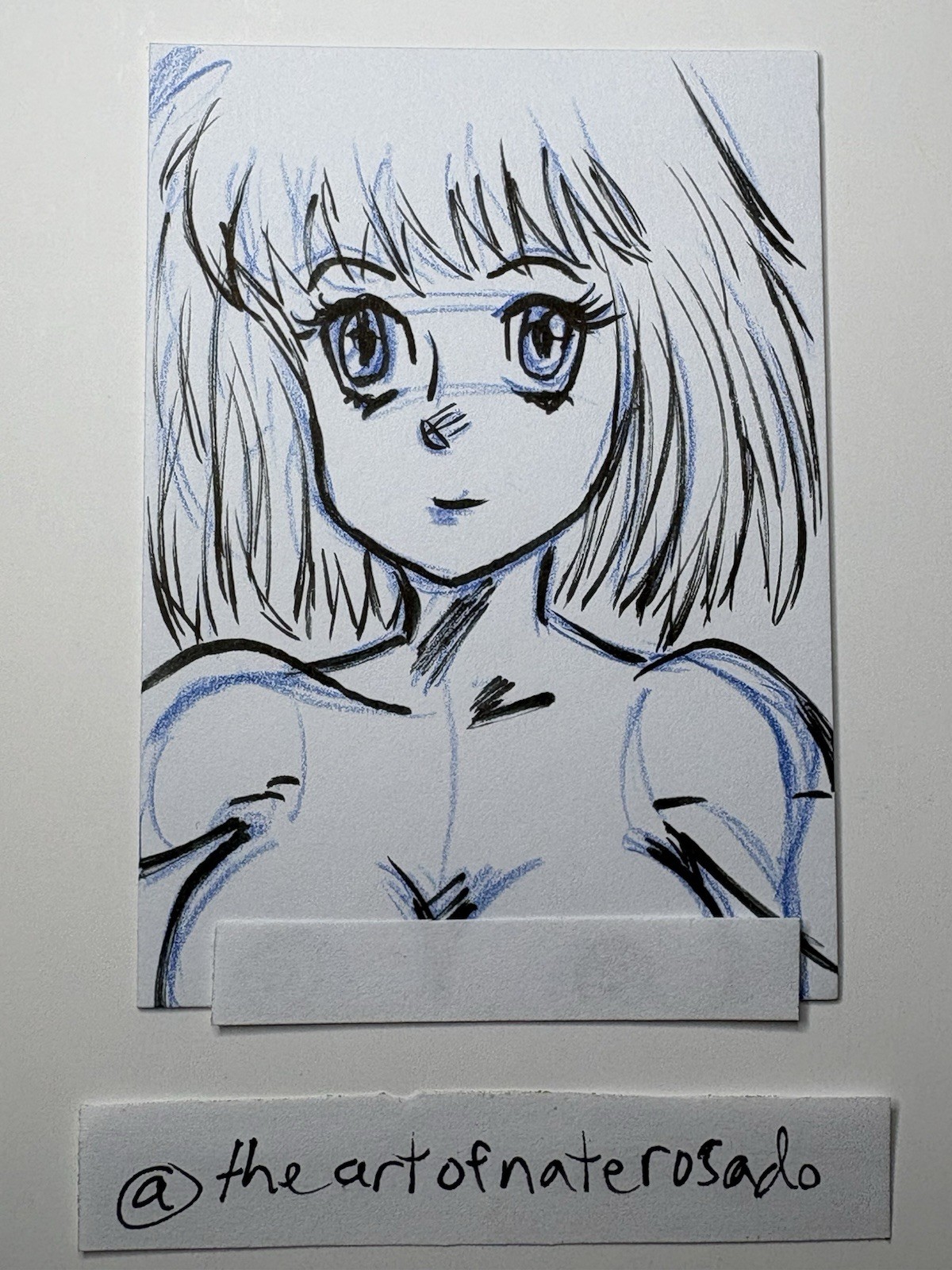 Nate Rosado Signed Hand Drawn Retro Anime Girl Sketch Card 2026 Nate Rosado Signed Hand Drawn Retro Anime Girl Sketch Card 2026