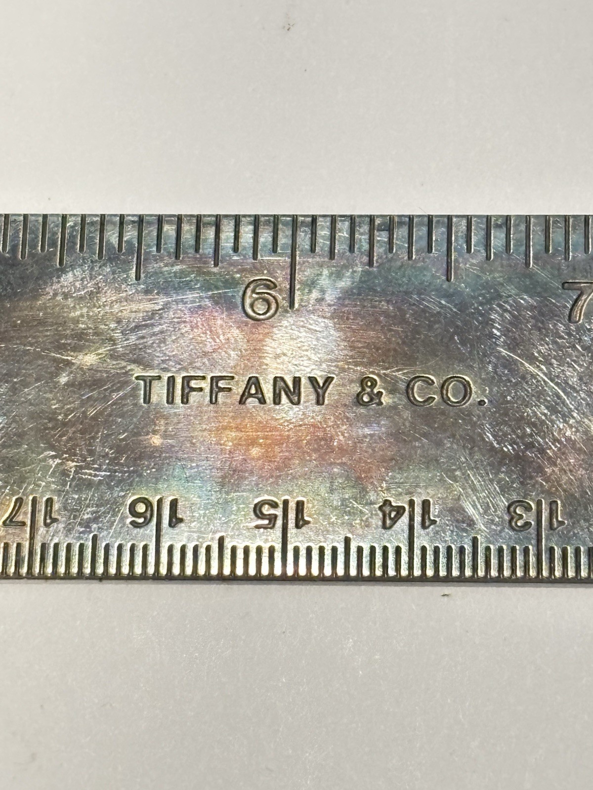 Vintage Tiffany & Co. 12” Silver Plate Desk Ruler Dual Scale Inch Metric