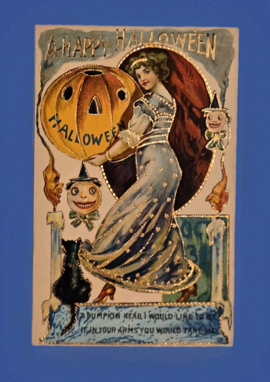 Rare J. Silberstein & Co Halloween Postcard Beautiful Girl W\' JOL Series 552