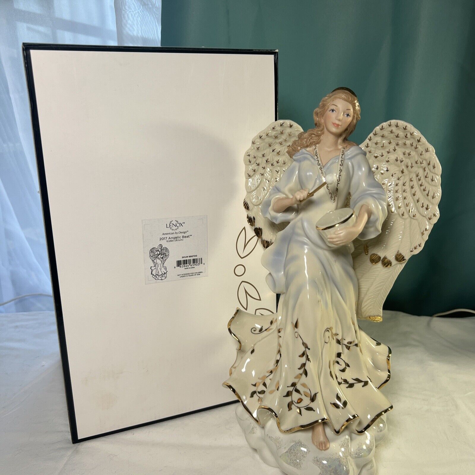 LENOX 2017 ANGELIC BEAT MILLENNIUM ANGEL Drum sculpture - -- in Original Box