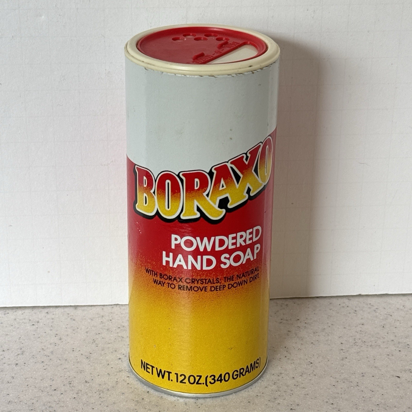 VTG 80s Boraxo Powdered Hand Soap Can 12oz Nearly Full Crystals Remove Dirt