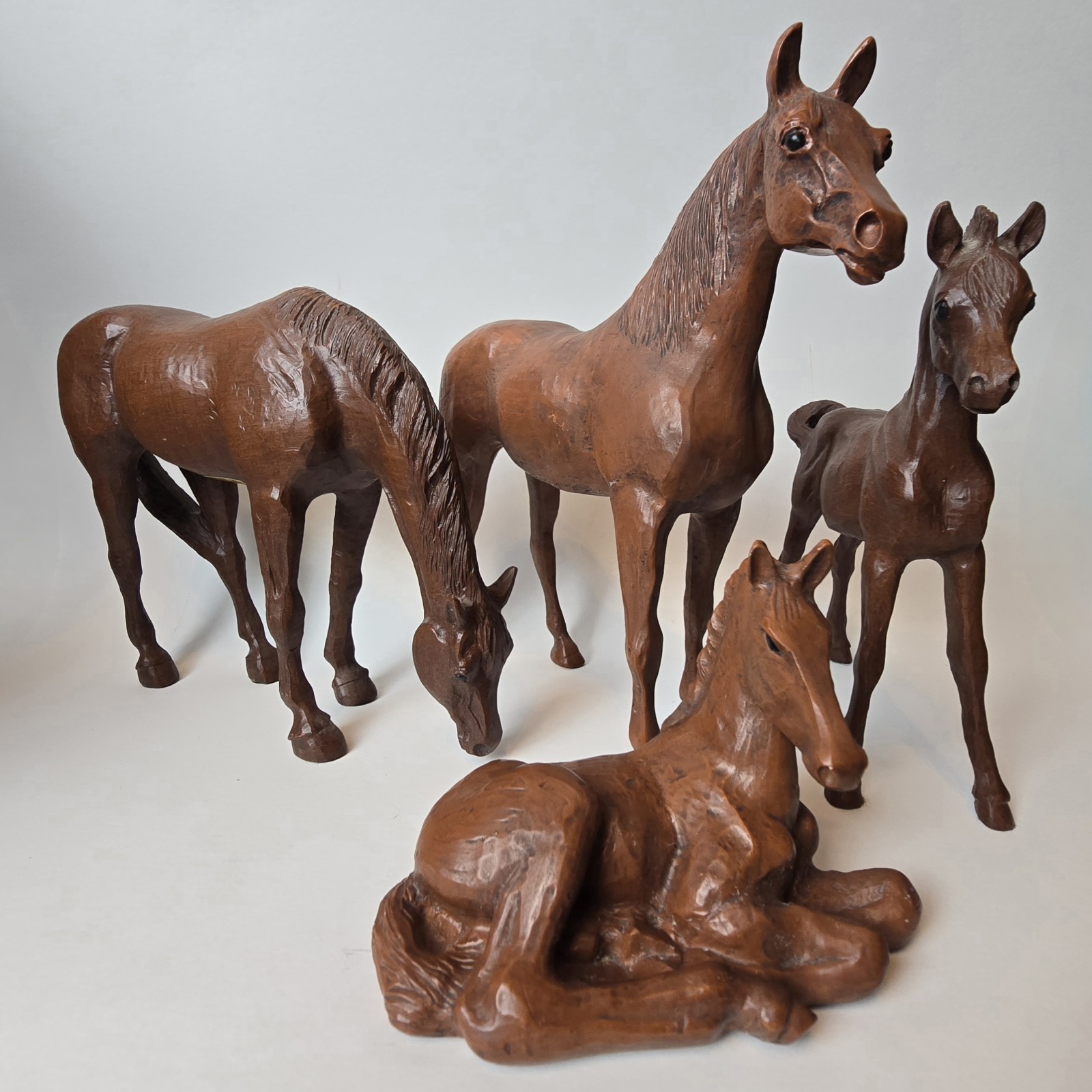 4 Vintage Red Mill Horse Figurines Pam Talley Stoneburner Signed Western Decor