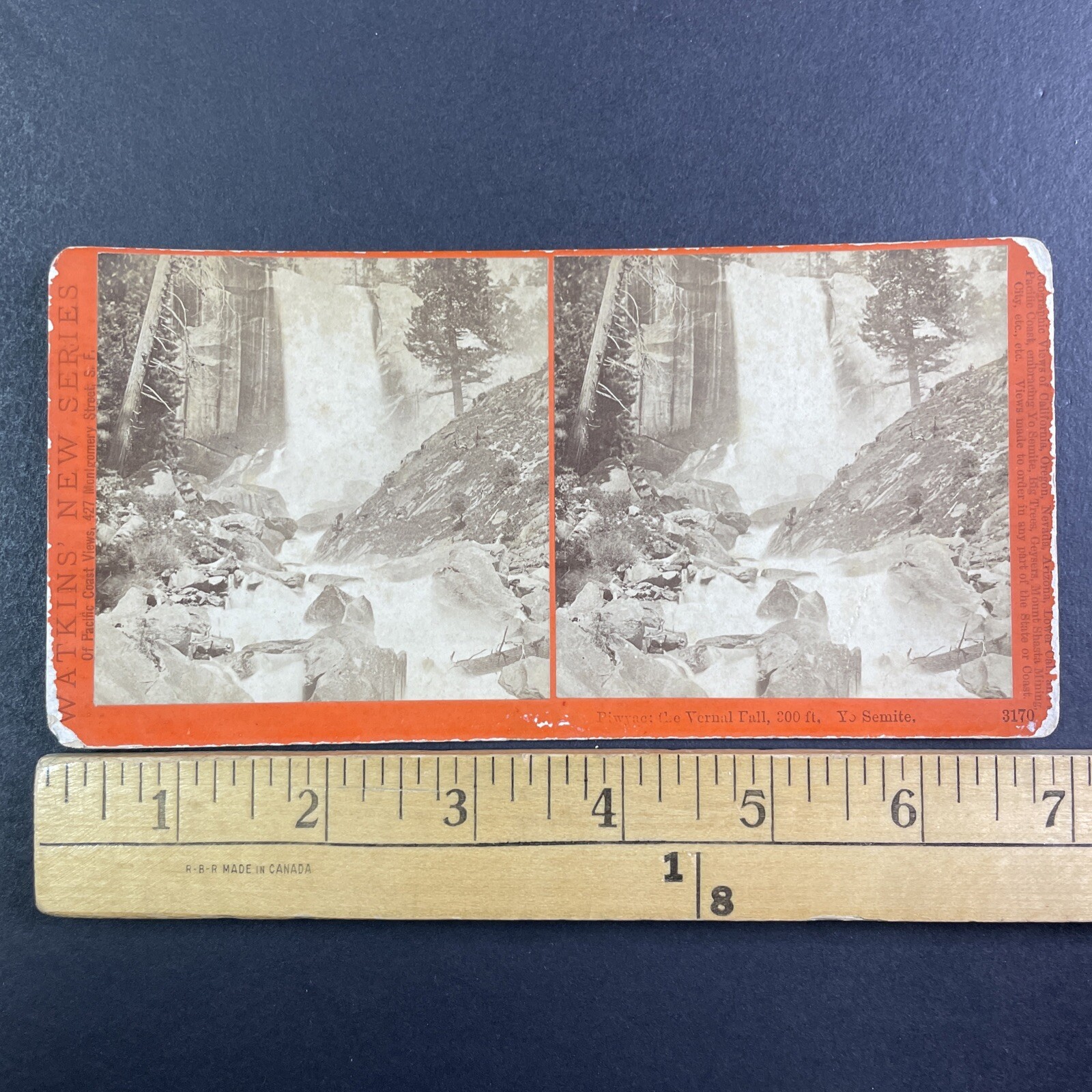 Yosemite Vernal Fall Stereoview Carleton Watkins New Series 1860s California