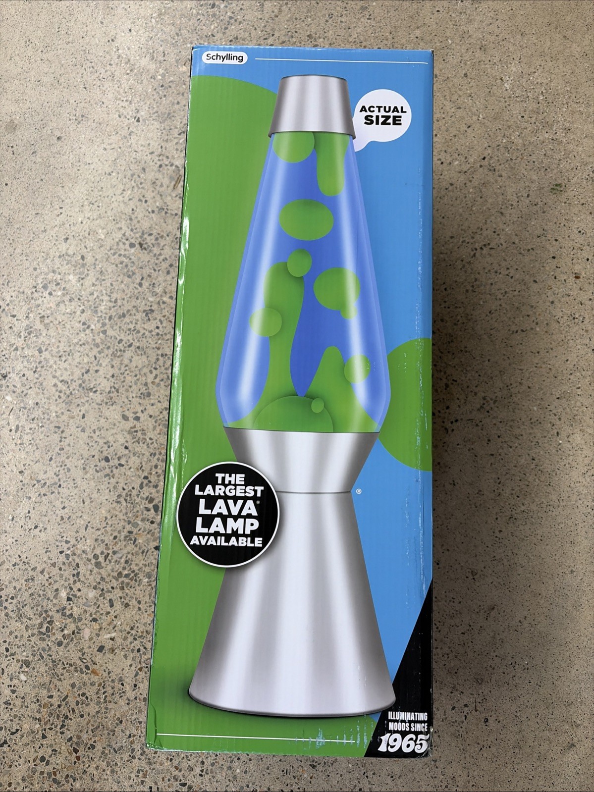 Lava 27 inch Large Silver Base Yellow Wax Blue Liquid Lava Lamp Broken