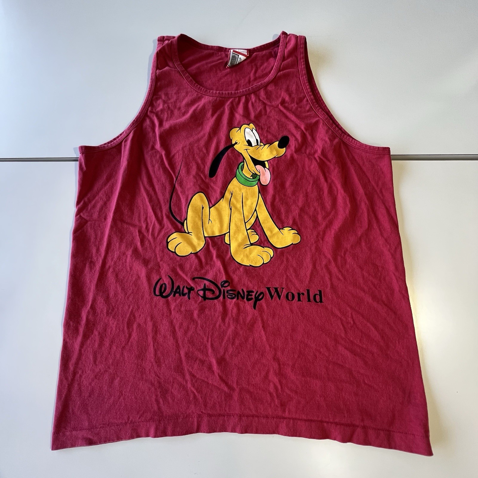 Disney Designs Pluto Tank Top Size XL Red Shirt Vintage Made in USA