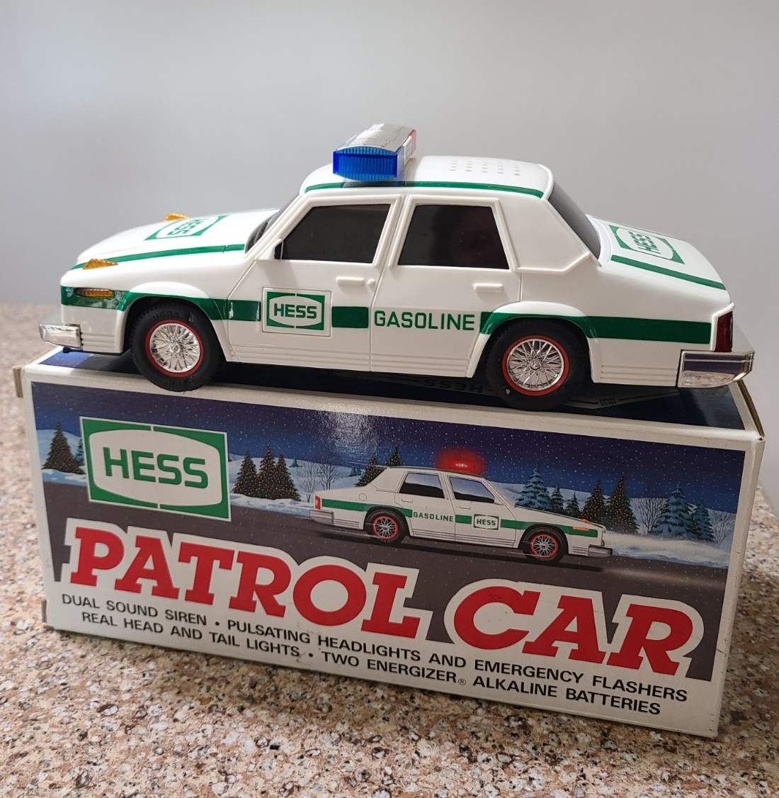 Vintage 1993 Hess Toy Truck Patrol Police Car Sounds & Lights Work New w/ Box