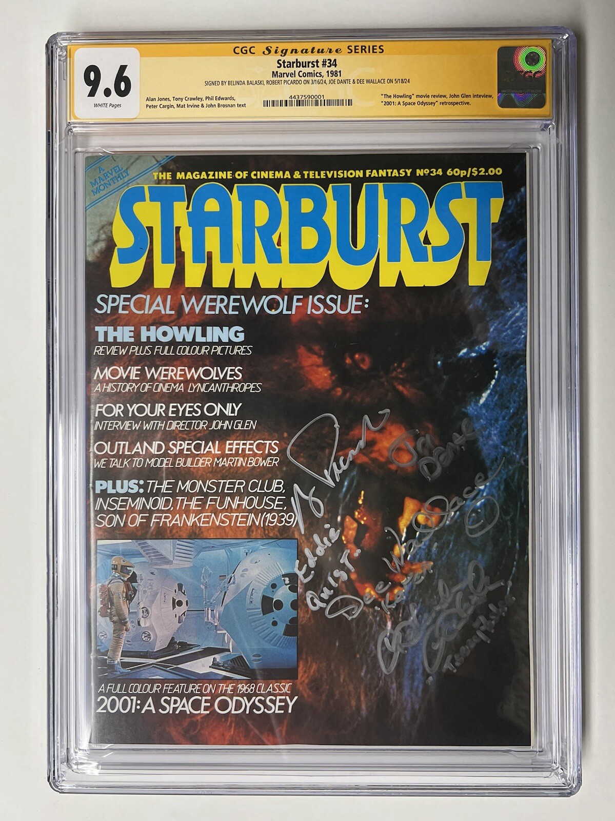 Starburst The Howling CGC Signature Series Dante, Picardo, Balaski, Wallace 9.6