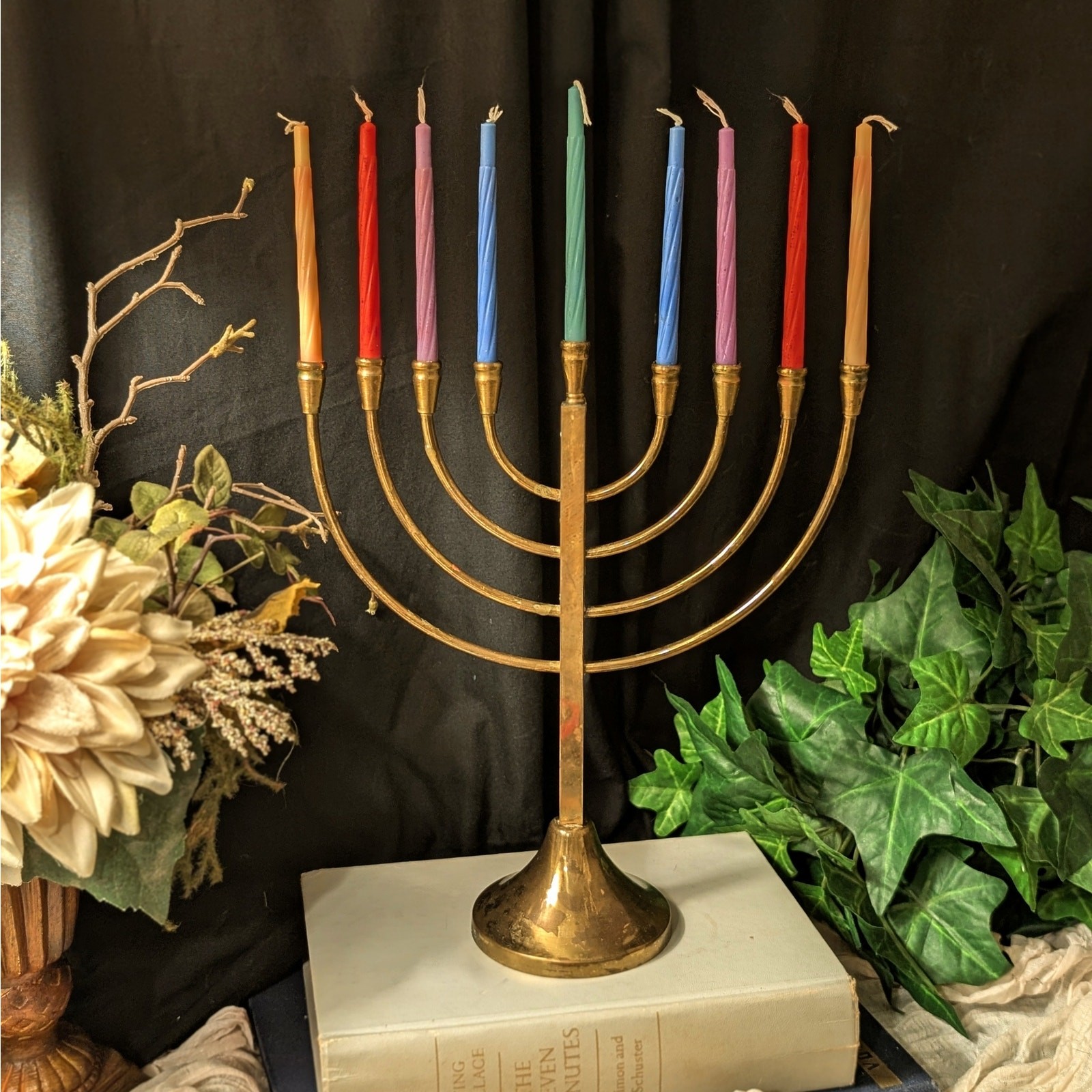 Vintage Solid Brass Menorah 10\