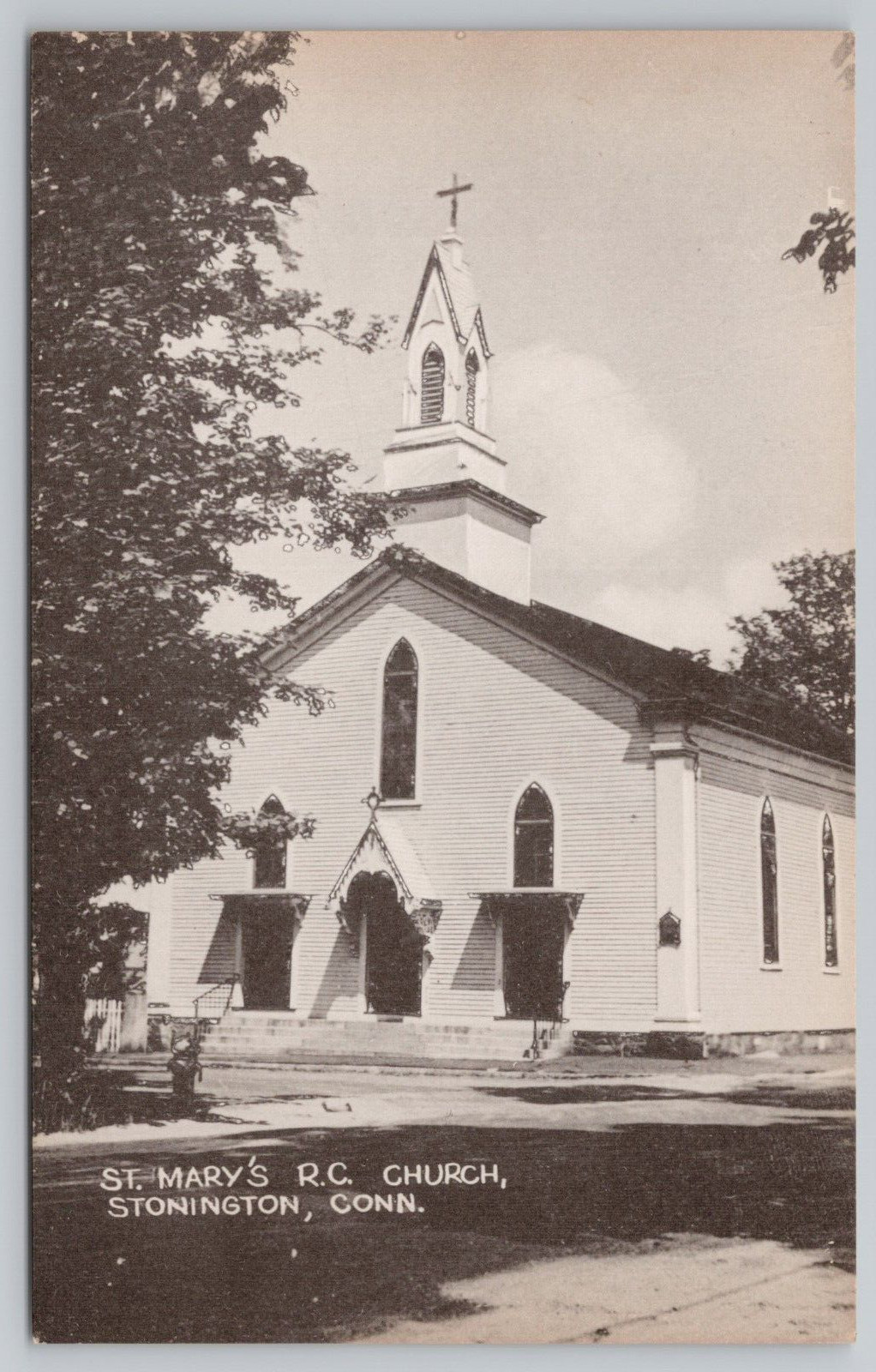 Postcard St. Mary\'s R.C. Church Stonington Connecticut Ct