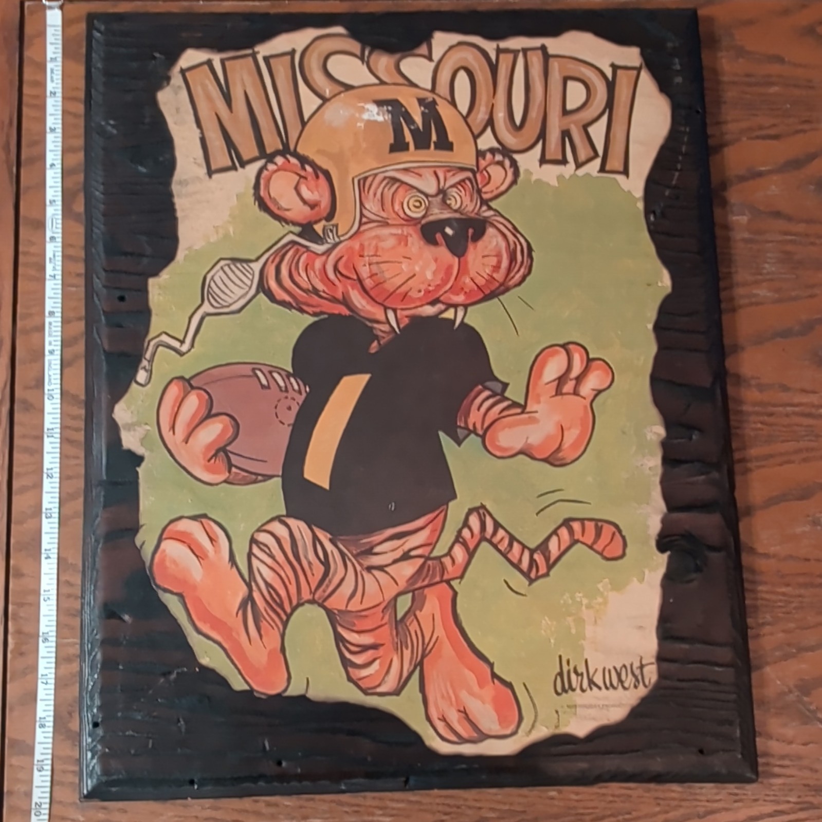 Vintage Missouri Tigers Wooden Wall Plaque Hanging Vertical Rectangle Sign