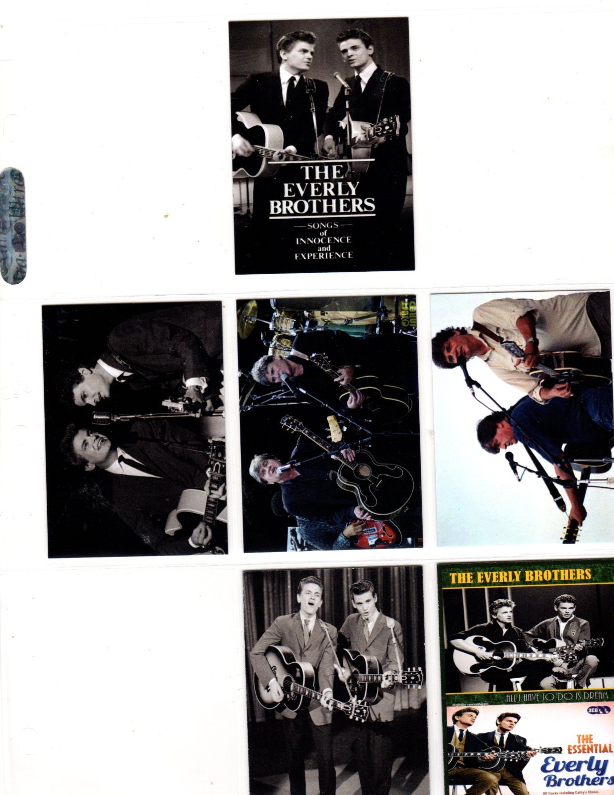 THE EVERLY BROTHERS    CUSTOM   NOVELTY TRADING CARD 6 CARDS   SET