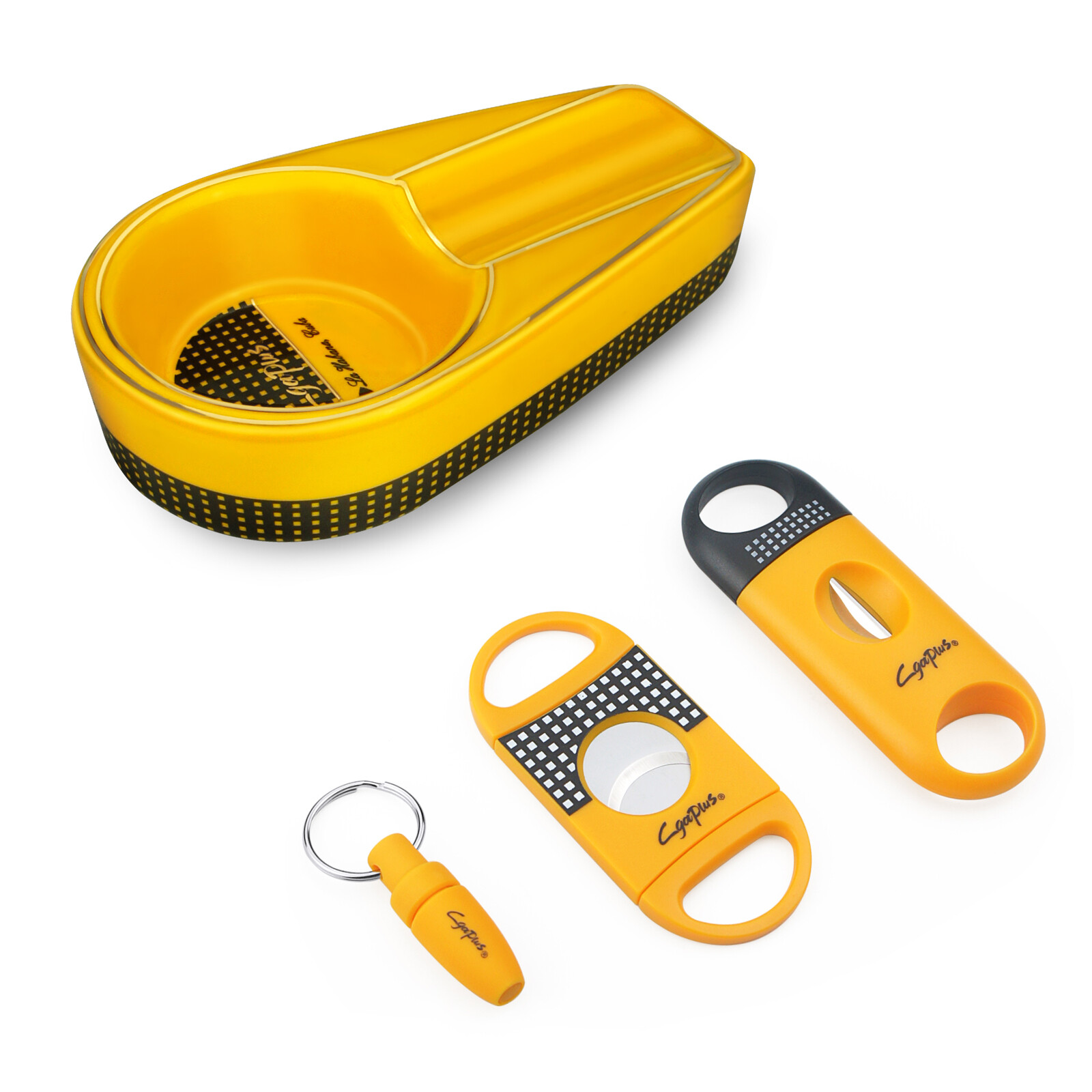 4 Cigar Set Pocket Cigar Cutter V-Cut Sharp Stainless Steel Punch Cigar ashtray