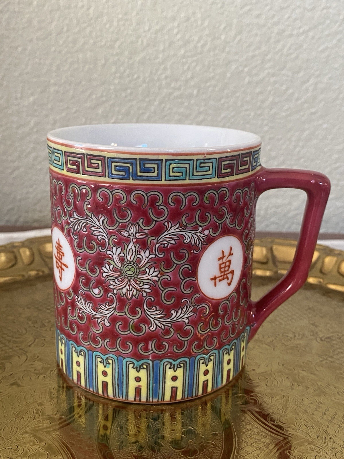 Vtg Traditional Jingdezhen Porcelain Tea/Coffe Mug  Cup HandPainted Made In Chin