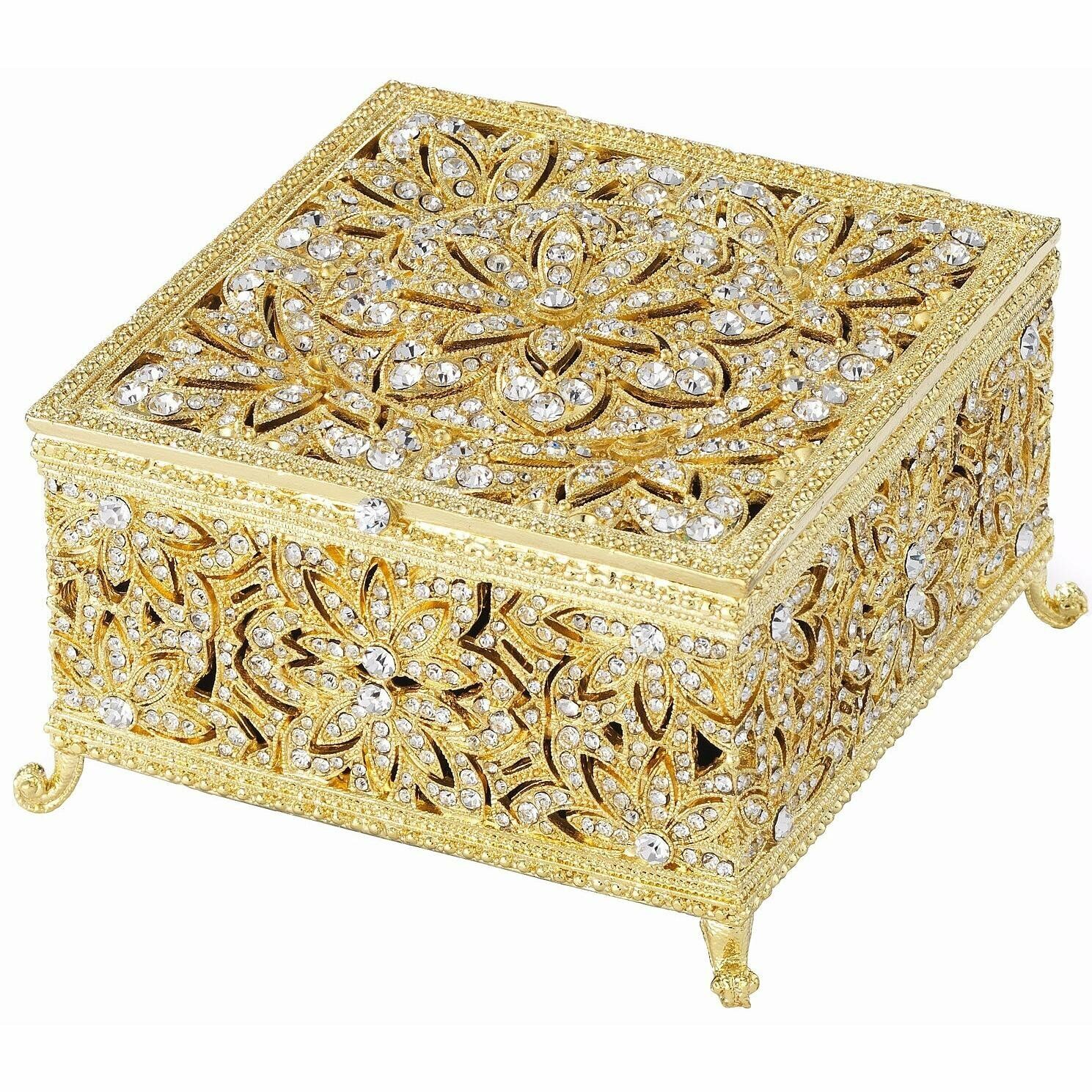 Olivia Riegel Gold Windsor Large Box Cast Pewter w/ European Crystals