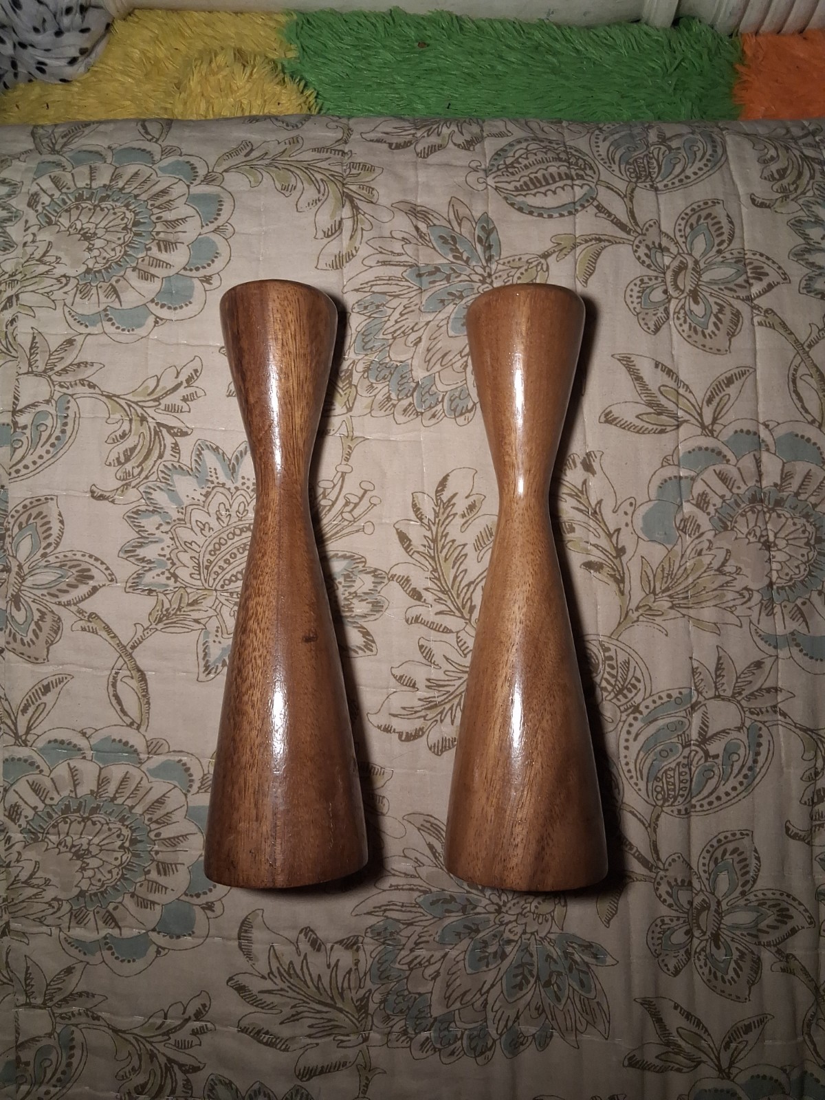 RARE Vintage MCM Wooden Candlestick Pair Swedish Minimalist Design Mid Century