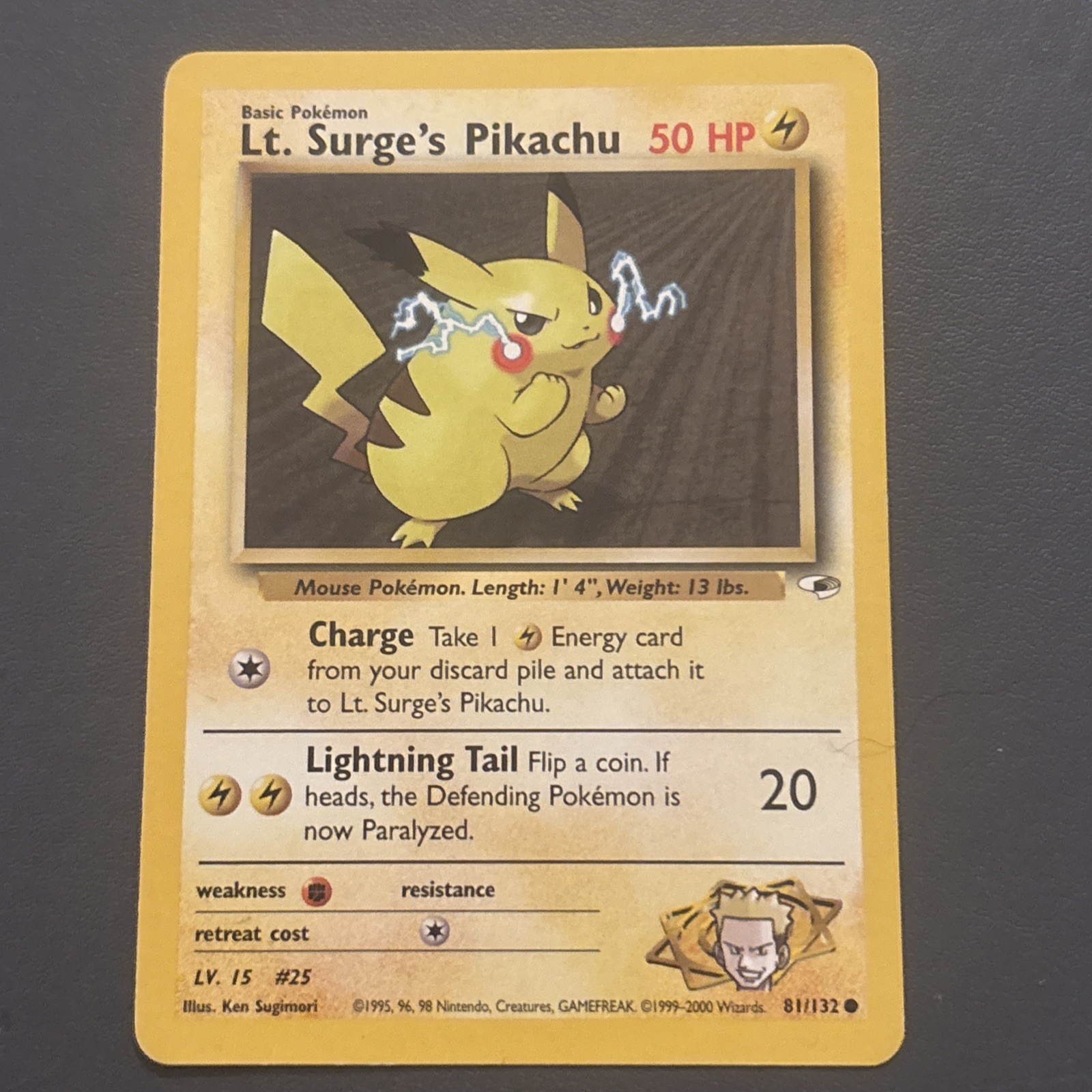 Pokémon TCG Lt. Surge\'s Pikachu 81/132 Gym Heroes Common Unlimited LP