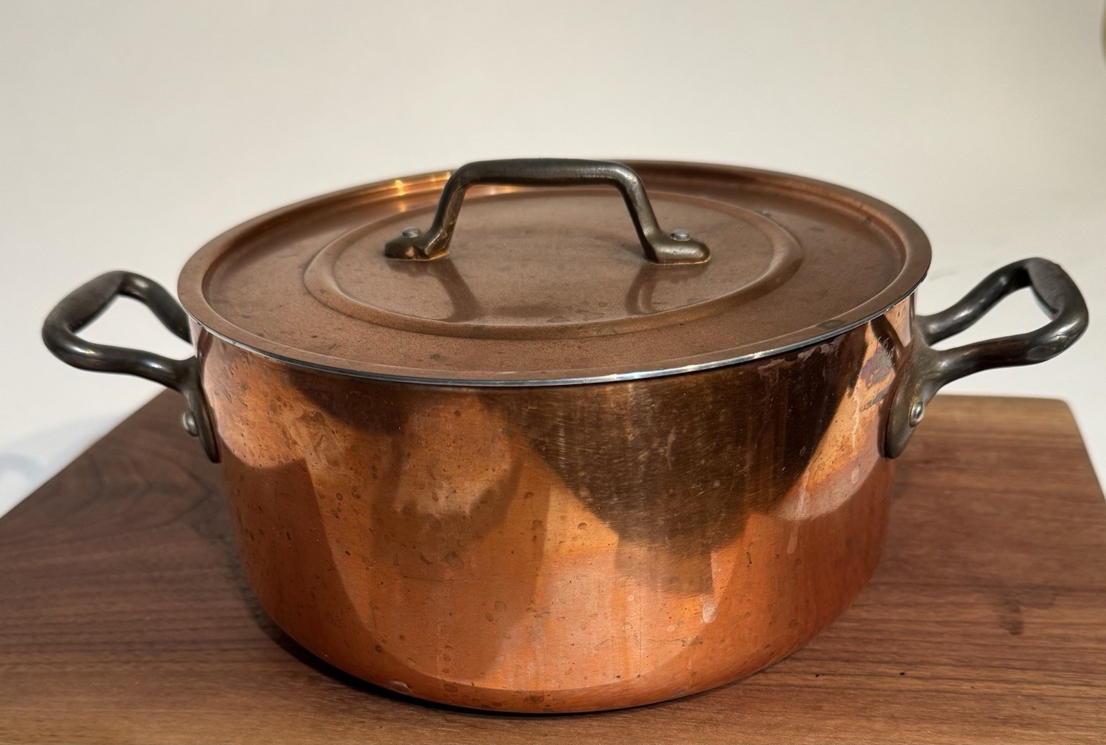 Vintage Les Metaux Ouvier Copper 8” Stock Pot with lid~Made in France