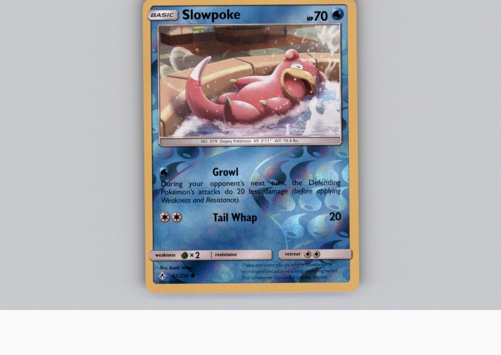 Pokemon Reverse Holo Slowpoke 42/214 Unbroken Bonds NM