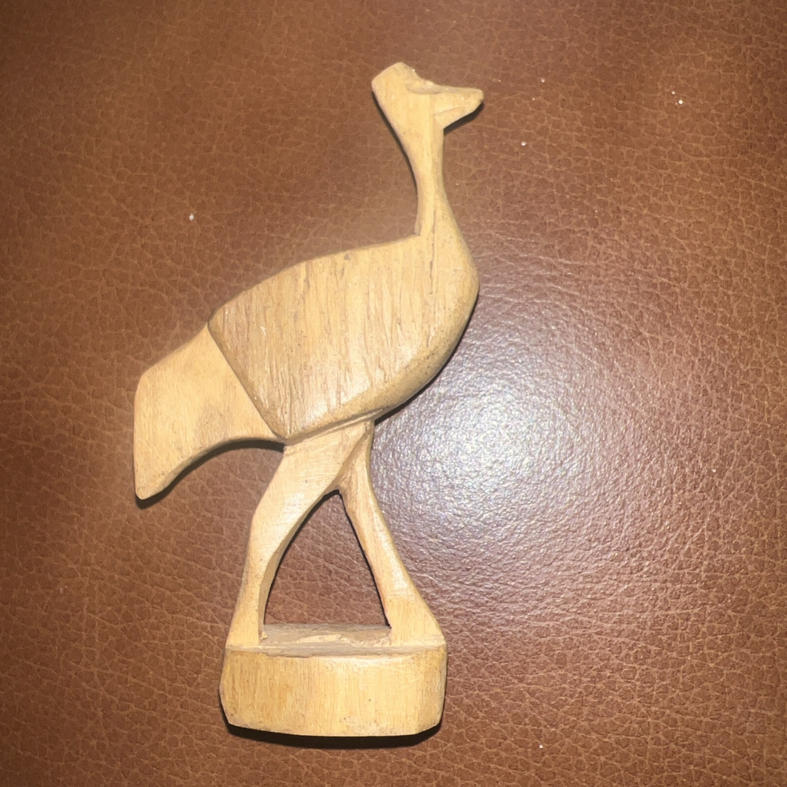 Vintage Hand Carved Wood Ostrich Figurine 4” Tall