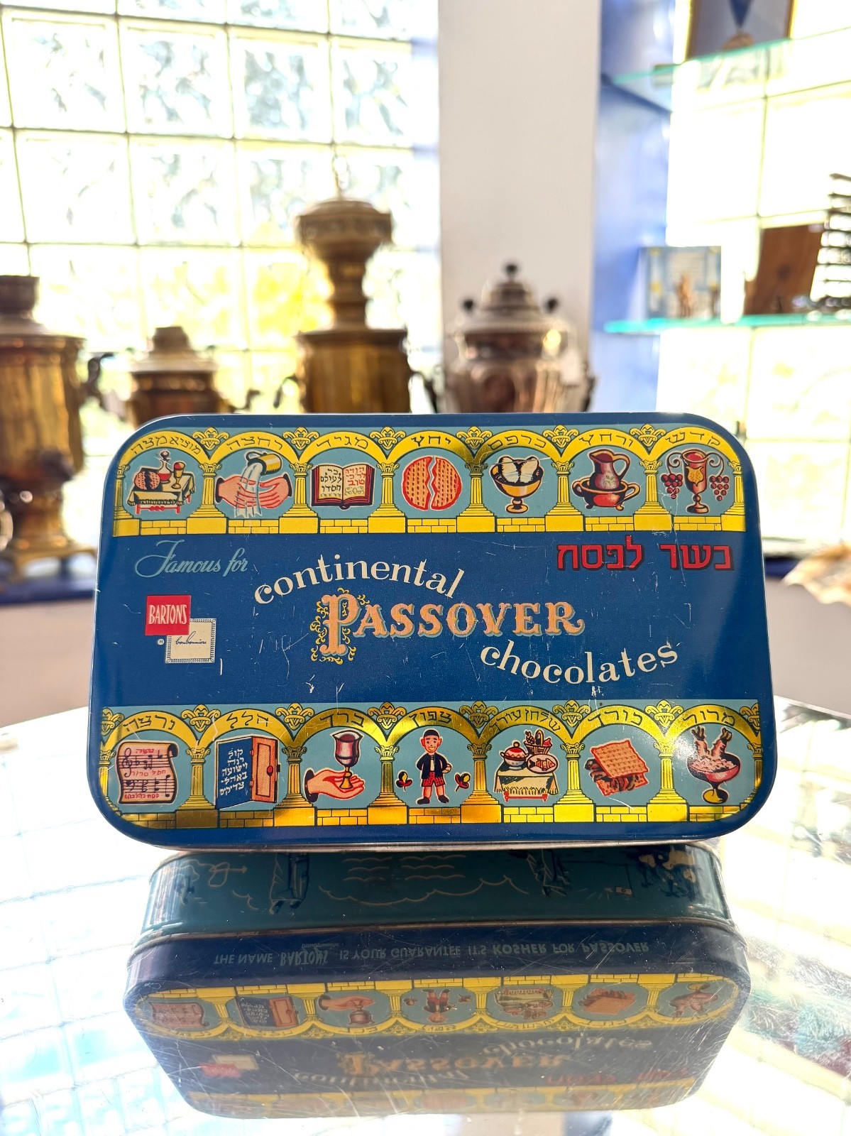 Vintage 1953 Bartons Passover Chocolates Tin Box Jewish Judaica Advertising NY Vintage 1953 Bartons Passover Chocolates Tin Box Jewish Judaica Advertising NY